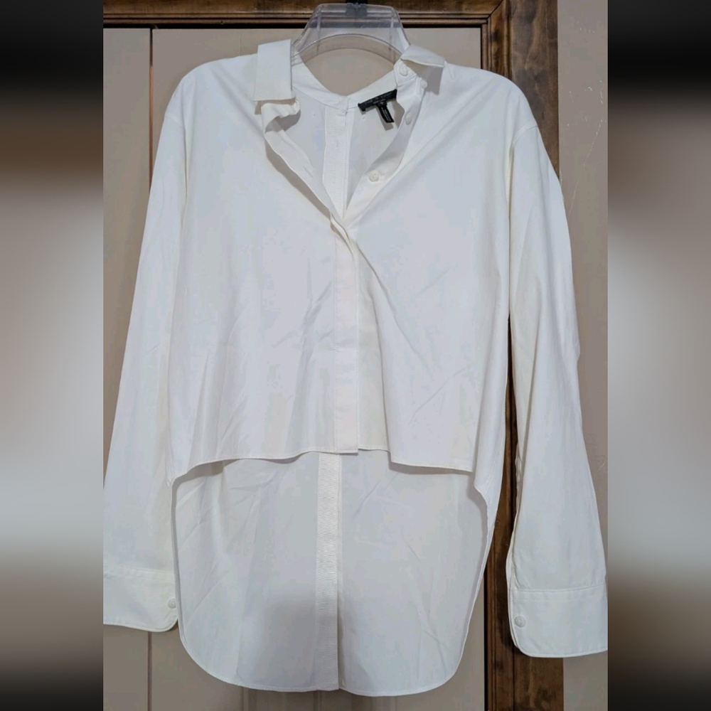 Rag & Bone White Asymmetrical Long Sleeve Button Down Shirt Size S